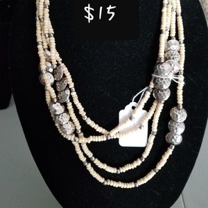 Cream and silver 4 strand necklace
